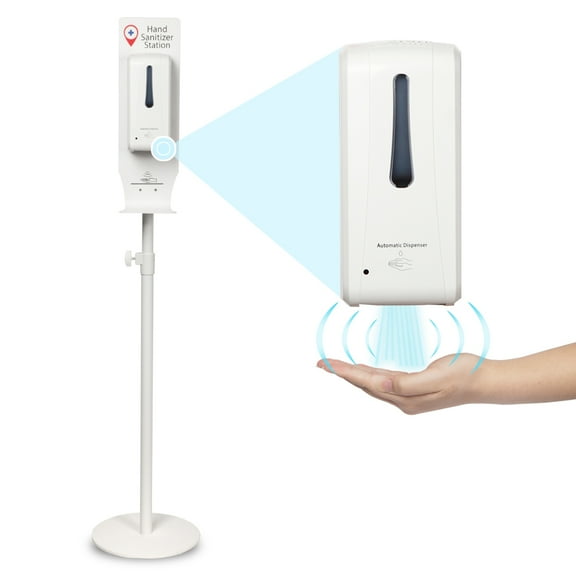 Nazhura Automatic Hand Sanitizer Station Touch Free Sanitizer Dispenser with Refillable Canister and Adjustable Floor Stand