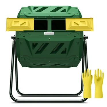 Nazhura Compost Tumbler Bin Composter Dual Chamber 43 Gallon, Green