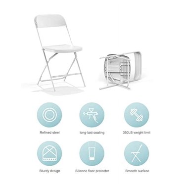 Nazhura 6-Pack Folding Chairs - 650LB Capacity Plastic Outdoor Indoor Chairs (White)