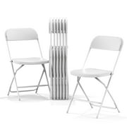 Nazhura Folding Chairs Portable Lawn Chairs for Kitchen and Dinning Room Heavy Duty Set of 8, White, Plastic