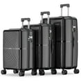 thumbnail image 1 of Nazhura Hardside Luggage Set of 3, Suitcase Set, Carry On Luggage 20 and 24 inch, Luggage 28 Inch, Travel Luggage Set, Baggage Set with Spinner and TSA Lock, Black, 1 of 10