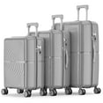 thumbnail image 1 of Nazhura Hardside Luggage Set of 3, Suitcase Set, Carry On Luggage 20 and 24 inch, Luggage 28 Inch, Travel Luggage Set, Baggage Set with Spinner and TSA Lock, Silver Grey, 1 of 10