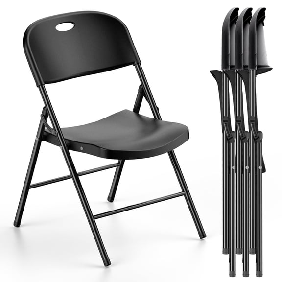 Nazhura Heavy Duty Steel Frame Folding Chairs, Black (Set of 4)