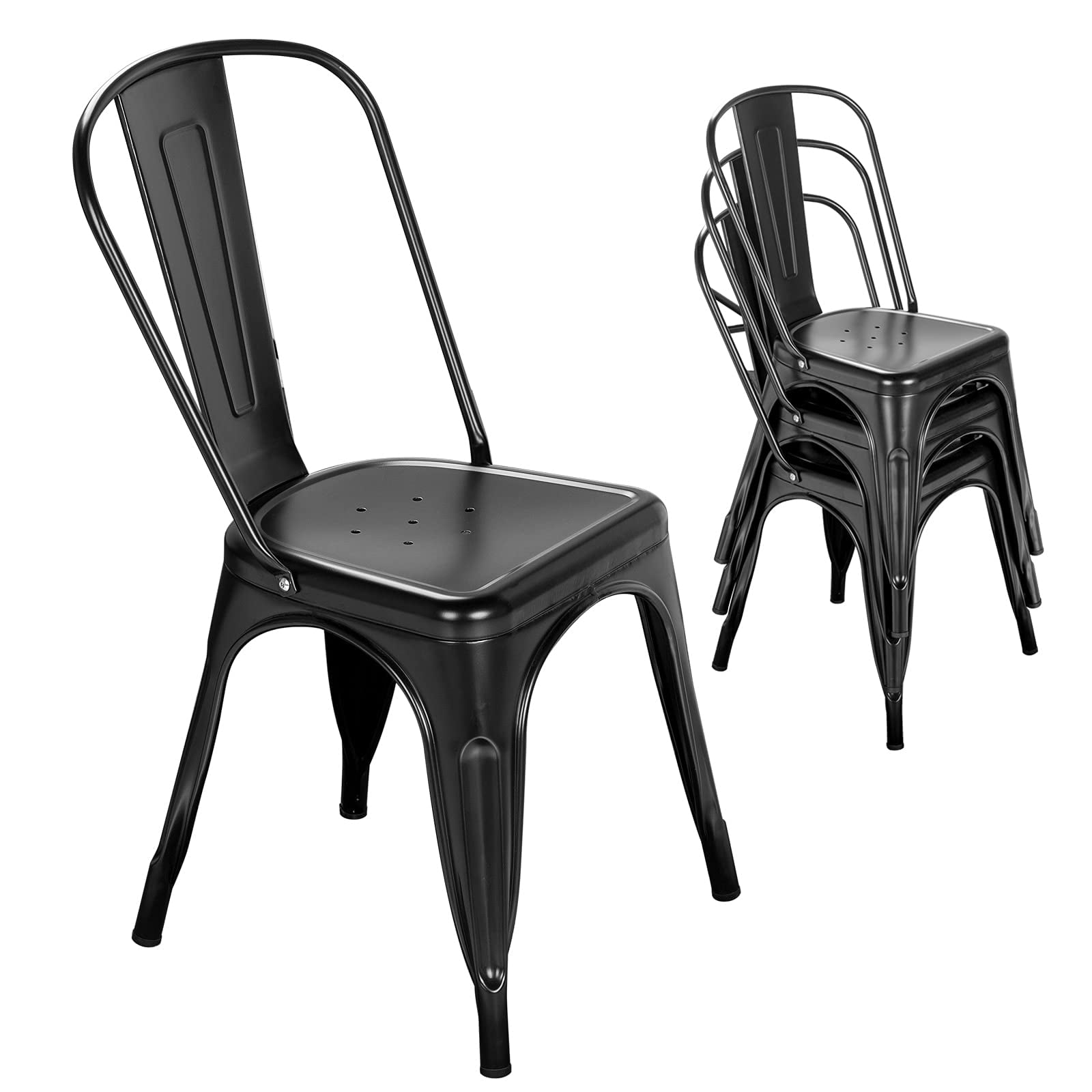 Nazhura Metal Dining Chair Farmhouse Tolix Style for Kitchen Dining