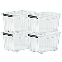 Nazhura Plastic Storage Bin, Clear Stackable and Nestable Storage Boxes with Lids and Secure Latching Buckles, Large Storage Container, 72 Qt-4 Pack