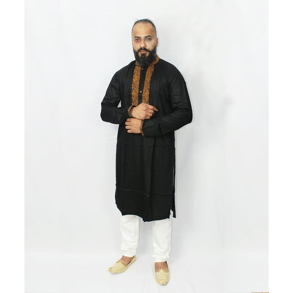 Nazon Brand -Men's Punjabi |Men's Regular Fit Panjabi | Beautiful Men's Wear | Men's Slim-Fit Panjabi | Traditional Party Wear |Black Color