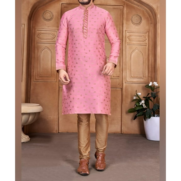 Nazon Brand -Panjabi Sherwani Style With Pajama|Men's Punjabi |Men's Regular Fit Panjabi | Beautiful Men's Wear | Men's Slim-Fit Panjabi | Traditional Party Wear |Pink Color