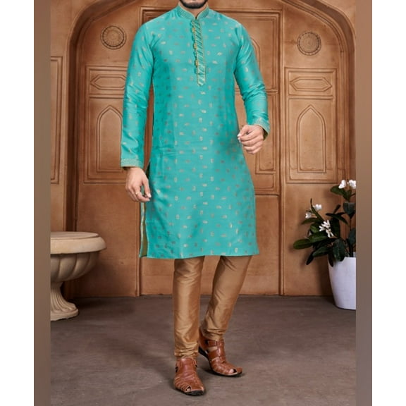 Nazon Brand -Panjabi Sherwani Style With Pajama|Men's Punjabi |Men's Regular Fit Panjabi | Beautiful Men's Wear | Men's Slim-Fit Panjabi | Traditional Party Wear |Blue Color