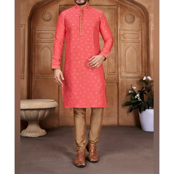 Nazon Brand -Panjabi Sherwani Style With Pajama|Men's Punjabi |Men's Regular Fit Panjabi | Beautiful Men's Wear | Men's Slim-Fit Panjabi | Traditional Party Wear |Pink Color