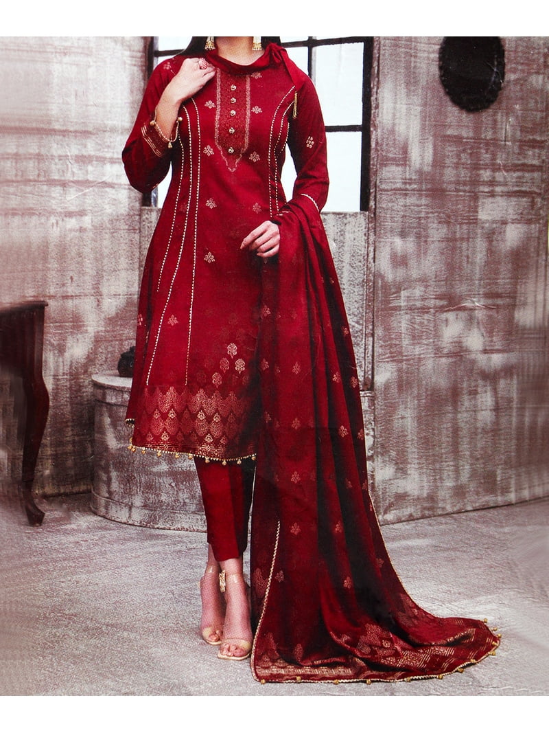 Nazon Brand| Women's Party Dress 3 Pieces| Party Dress |Long dress|Women's  Clothing|Maroon Color - Walmart.com
