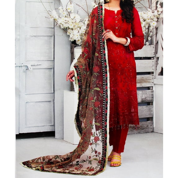 Nazon Brand| Women's Party Dress 3 Pieces| Party Dress |Long dress|Women's Clothing|Red Color