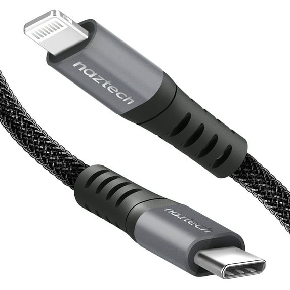 Naztech 14113 Braided Fast Charge MFI Lightning To USB-C Cable (Black)
