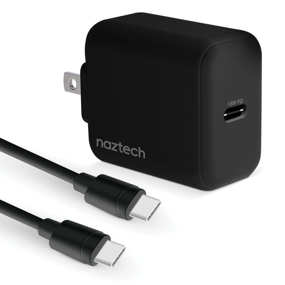 Naztech 18W PD Wall charger + USB-C to USB-C 4ft Cable Blk (15146-HYP)