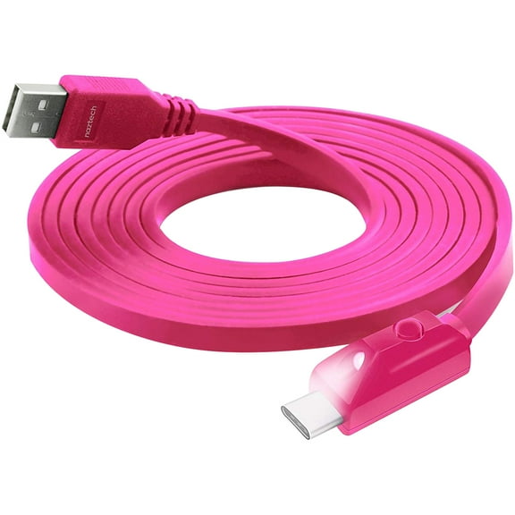 Naztech Lighted USB-C 6' High-Speed Charge and Sync Cable - Pink