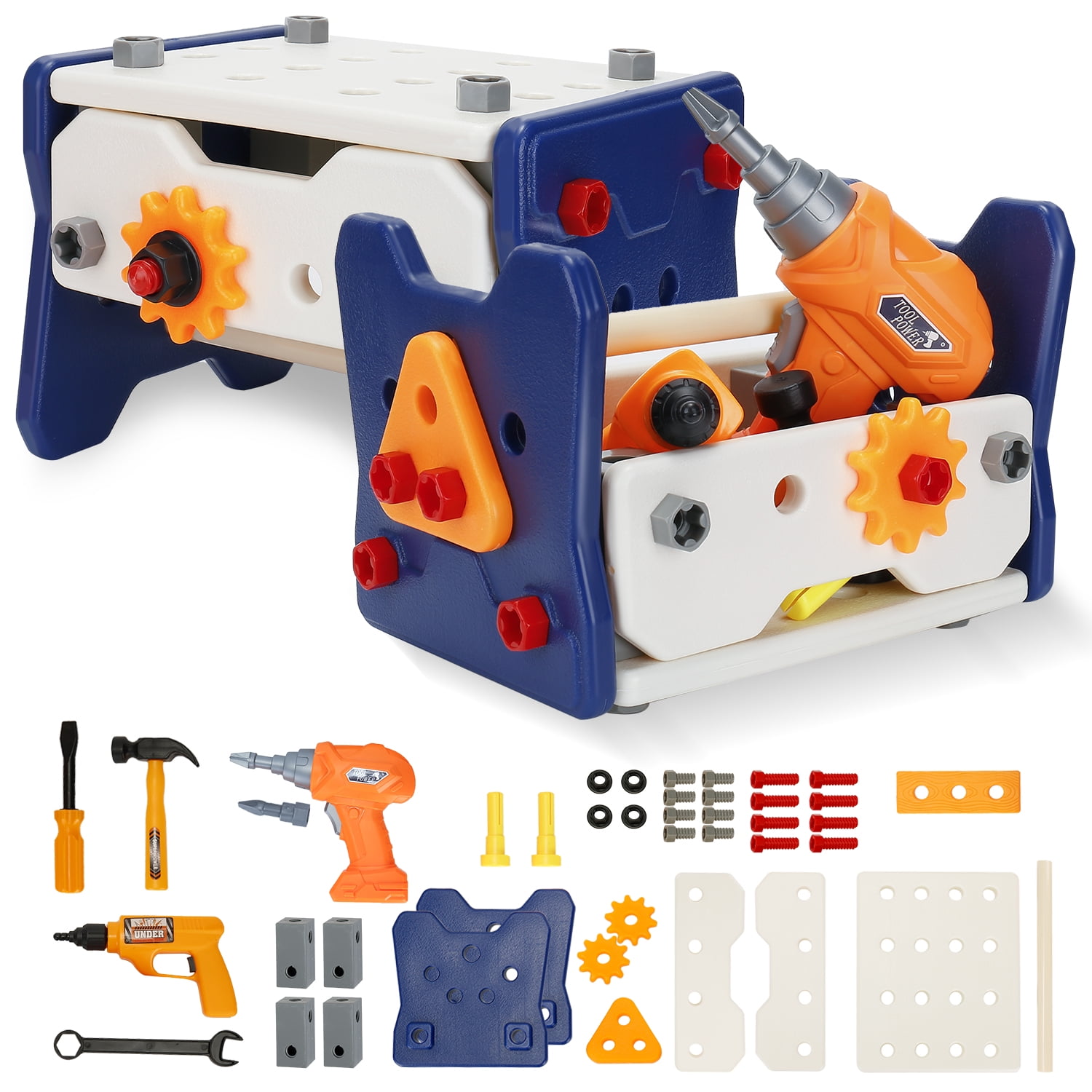 Nbpower 41Pcs Kids Tool Set, 2 In 1 Toddler Tool Set with Electronic