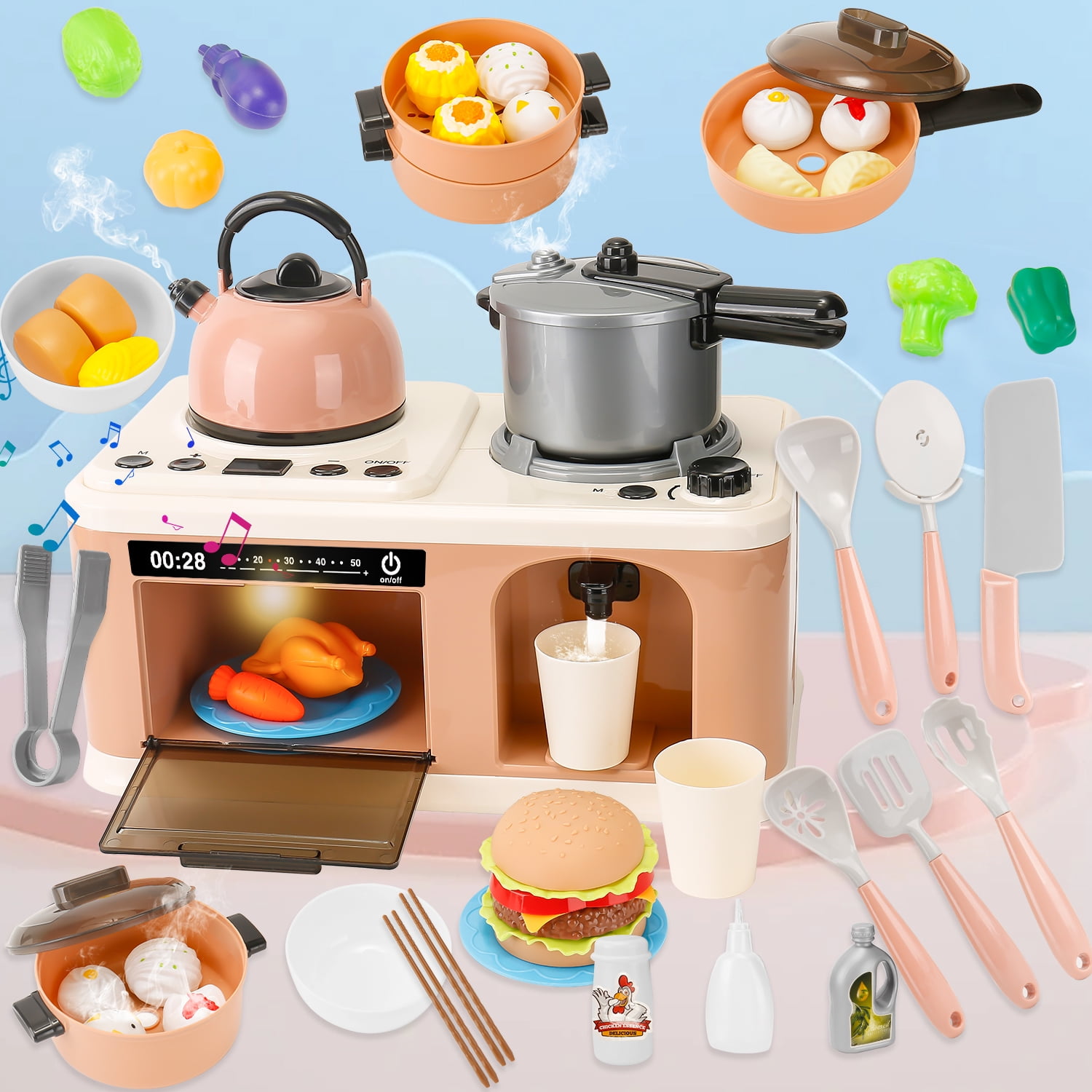 Nbpower 52Pcs Kids Play Kitchen Accessories Toy for Kids Ages 35, 4 In