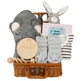 thumbnail image 1 of Nbpower 9Pcs Baby Shower Gifts for Boys Girls, Woven Baby Gift Basket Includes Baby Onesie Blanket Bibs Socks Rattle Rabbit Doll Milestone Greeting Card, Unique Baby Gift Set Essentials for Newborn, 1 of 7