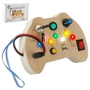 Nbpower Wooden Montessori Busy Board LED Light for Toddlers 2-4 Years, Sensory Toys for Toddlers 1-3, Early Educational Learning Montessori Toys, Road Travel Toys, Gift for Boys and Girls