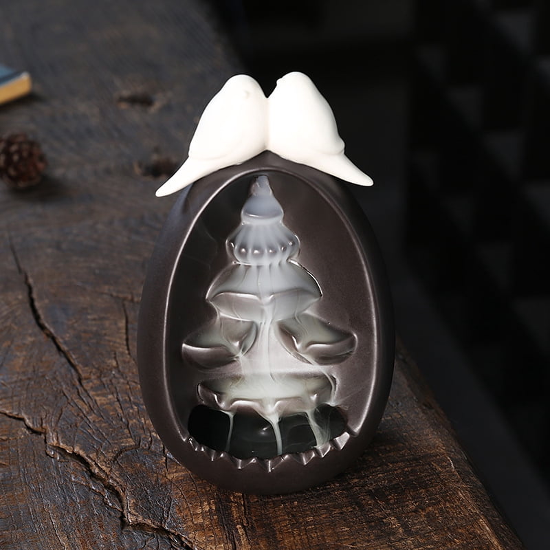 Ncense Burner Incense Holder Ceramic Backflow Incense Burner Creative Alpine Flowing Water Backflow Incense Burner Home Decoration Waterfall Incense Burner (Color : Couple Tiancheng)
