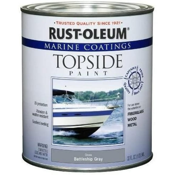 Nceonshop Rust-Oleum Marine Topside Paint - Weather-Resistant - 1 Quart, Battleship Gray