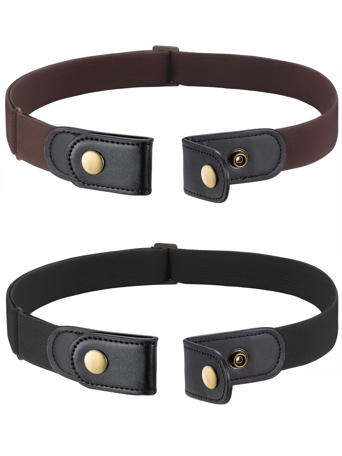Ncheli 2 Pack No Buckle Free Elastic Belt for Women Men, Comfortable Adjustable Invisible Stretch Waist Belt for Jeans Shorts Pants