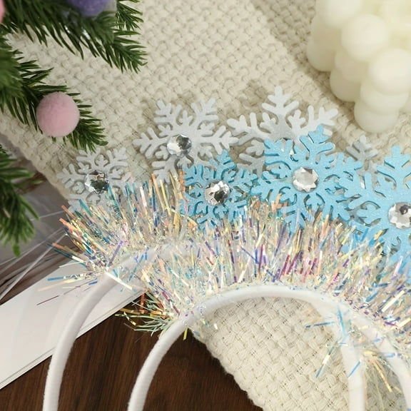 Ncheli 4 Piece Snowflake Elastic Headbands, Blue, White