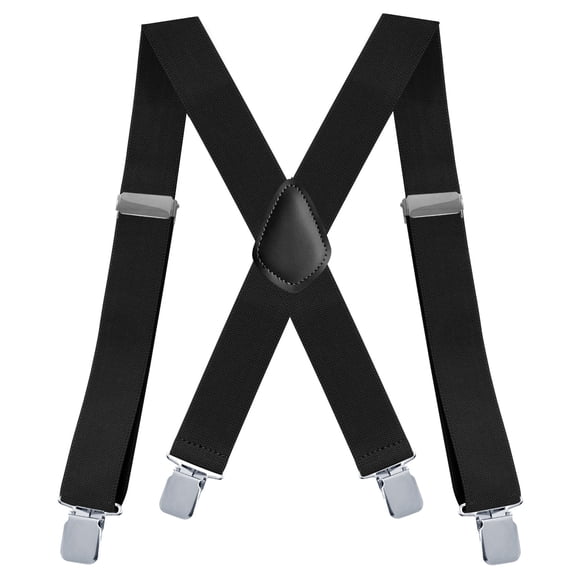 Ncheli CLASSIC Mens Heavy-Duty Suspender: 2-Inch Wide, Sturdy Clips, X-Back, Adjustable Elastic Work Suspenders