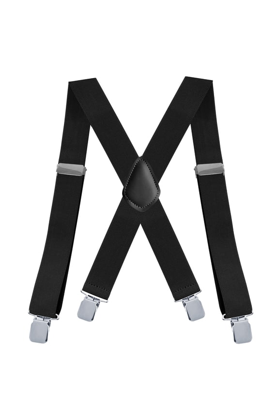 Men's Lightweight Elastic Polyester Spandex Blend Button Suspenders, Black