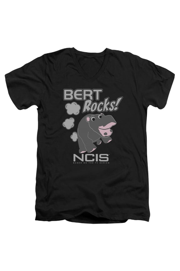 Ncis Bert Rocks Adult V-Neck T-Shirt Black