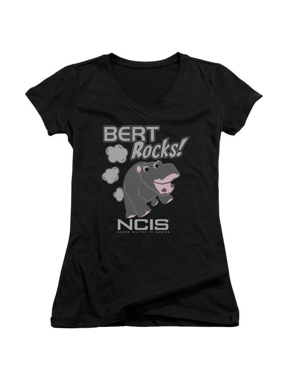 Ncis Bert Rocks Junior Women's V-Neck T-Shirt Black