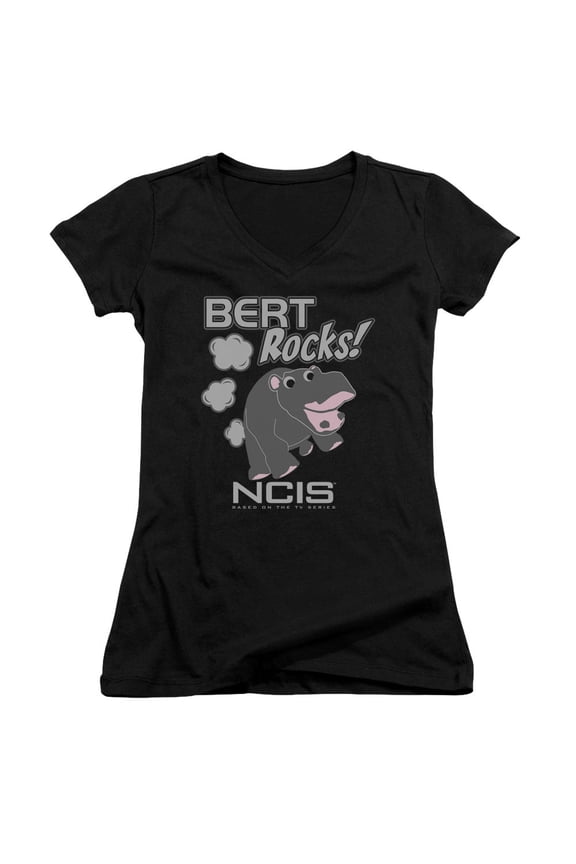 Ncis Bert Rocks Junior Women's V-Neck T-Shirt Black