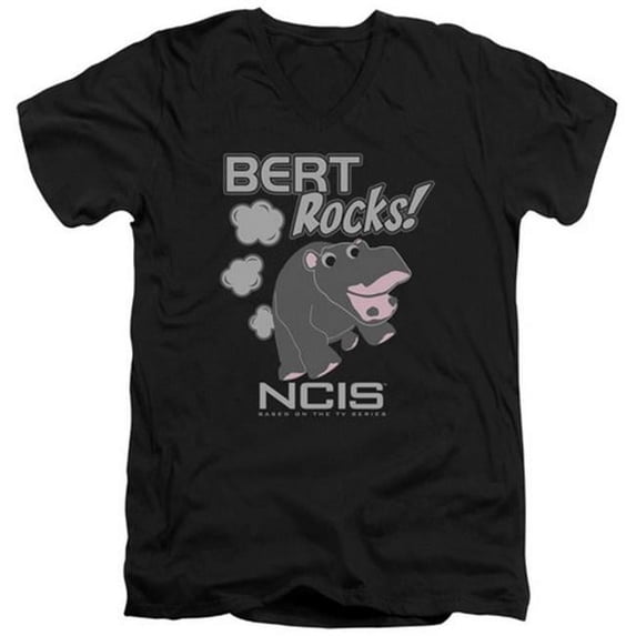 Ncis-Bert Rocks - Short Sleeve Adult 30-1 V-Neck Tee - Black- 2X