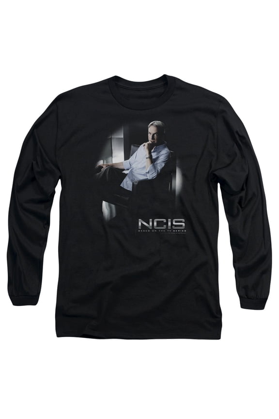 Ncis Gibbs Ponders Long Sleeve Adult 18/1 T-Shirt Black