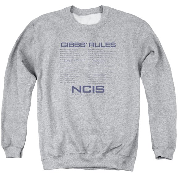 Trevco NCIS & Gibbs Rules Adult Crewneck Sweatshirt, Athletic Heather - 3X