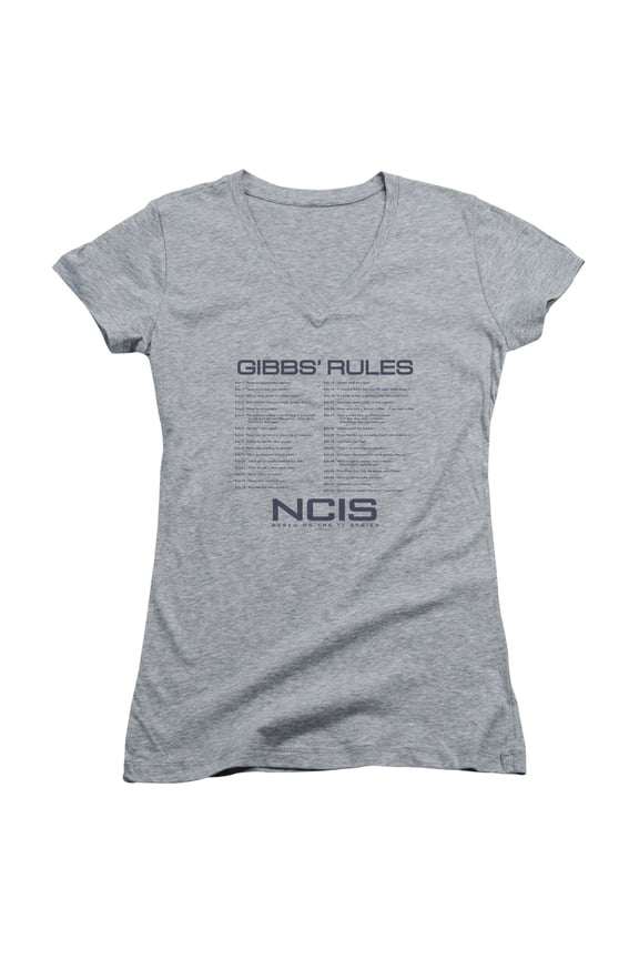 Ncis Gibbs Rules Junior Women's V-Neck T-Shirt Athletic Heather