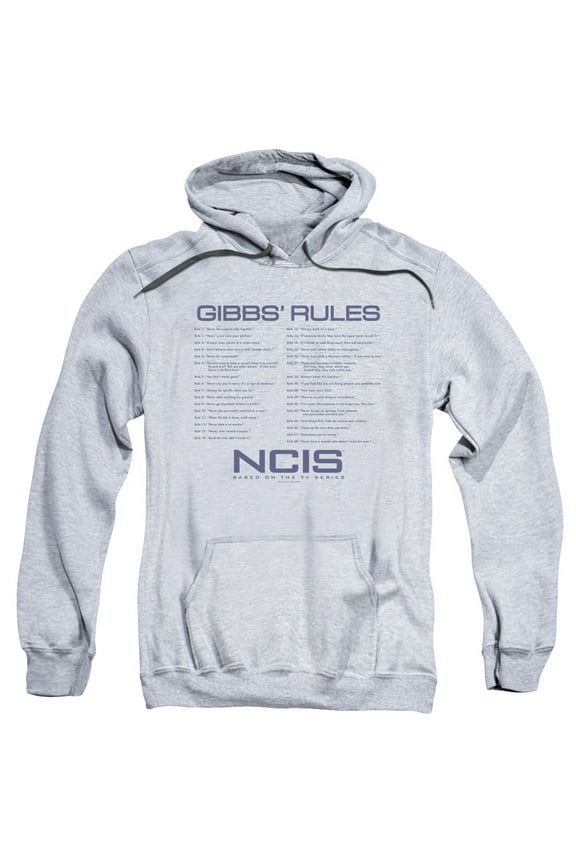 NCIS Men's Gibbs Rules Hooded Sweatshirt Small Grey