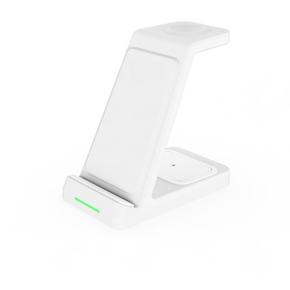 Ncong 3-in-1 Wireless Charging Station, 15W Fast Charger Stand for iPhone, Apple Watch & AirPods, Multi-Device Charging Dock for All Qi-Enabled DevicesWhite