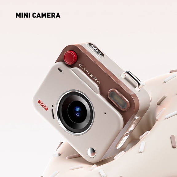 Ncong Mini Retro Digital Camera, 1080P HD Video Recorder with Manual Flash, Portable Compact Camera for Students, Brown