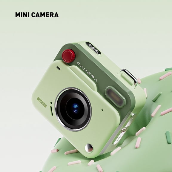 Ncong Mini Retro Digital Camera, 1080P HD Video Recorder with Manual Flash, Portable Compact Camera for Students, Greem