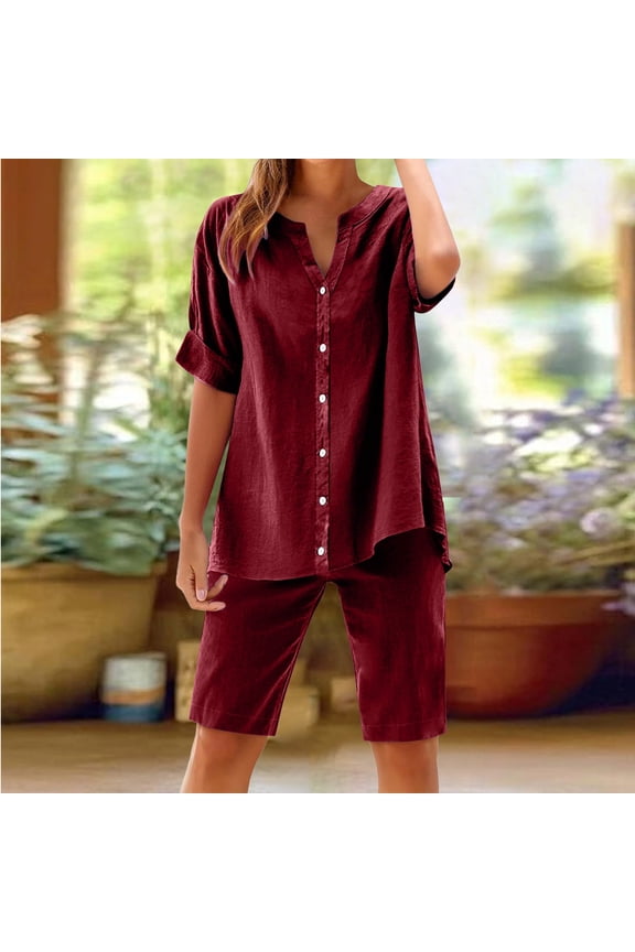 2 Piece Sets for Women Summer Vacation 2026 Lounge Outfits Matching Two Pcs Spring Knit Tracksuits Sweat Suits Wine S