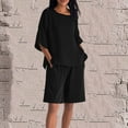 thumbnail image 1 of Ndbuld 2 Piece Summer Outfits Button Down Shirt Top and Shorts Casual Lounge Sets Black 3XL, 1 of 9
