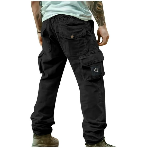 Ndbuld Athletic Fit Jeans Mens Fashion Joggers Sports Pants - Cotton Pants Sweatpants Trousers Mens Long Pants Christmas Gift,Black,3XL