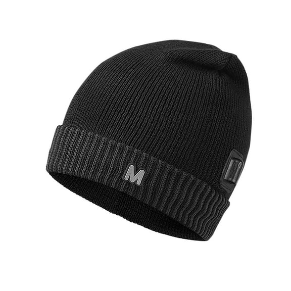Ndbuld Beanie for Men Women Warm Women's Solid Color USB Heating To Keep Warm Fever Striped Knitting Flip Up Plush Hat