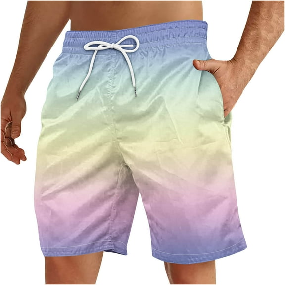 Ndbuld Big And Tall Swim Trunks for Men Men's Special Print Beach Casual Trouser Shorts Pants Multicolor S