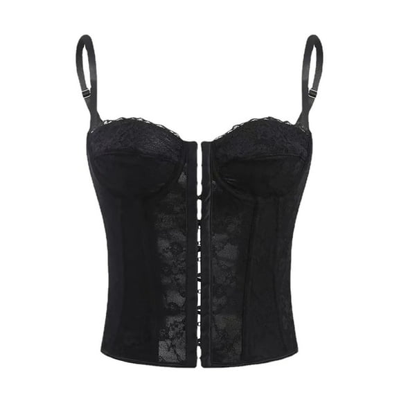 Ndbuld Bodysuit for Women Mid-Thigh Shaperwear European And American foreign Trade Lace Fishbone Shapewear Sexy Suspender Waist Corset Women's Summer Shapewear,Black,S