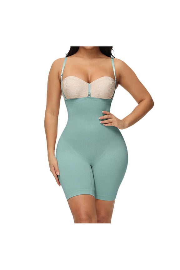Bodysuit for Women Mid-Thigh Shaperwear Ladies Seamless Body Shaper Abdominal Lifter Hip Shaper Underwear Stretch Body Corset,Green,S
