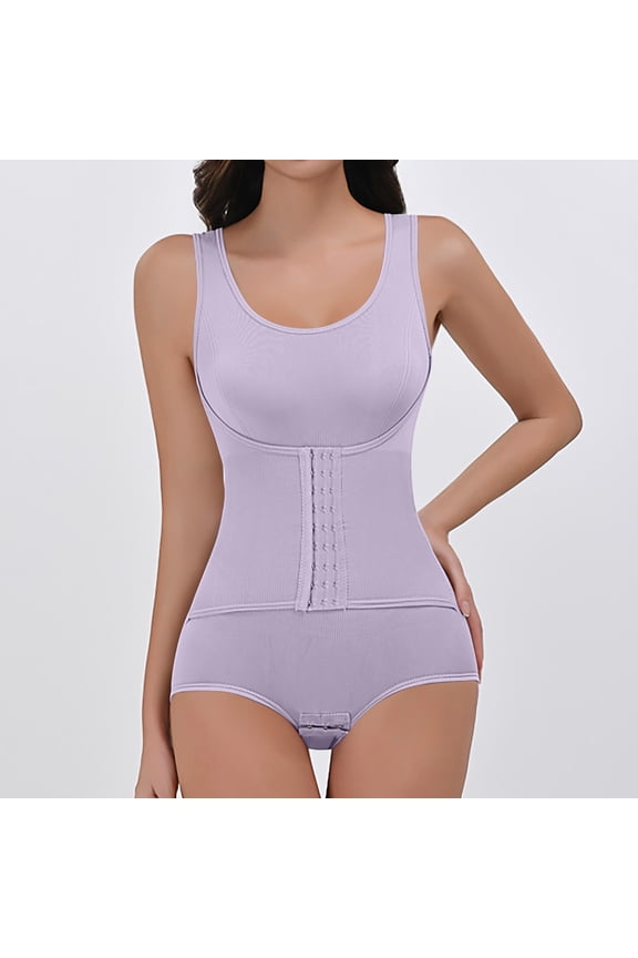 Bodysuit for Women Mid-Thigh Shaperwear Women's Solid Color Adjustable Shoulder Strap Plus Size Tight Fitting Hip Lifting And Shaping Breasted Jumpsuit on Clearance,M-3XL,Purple,XXL