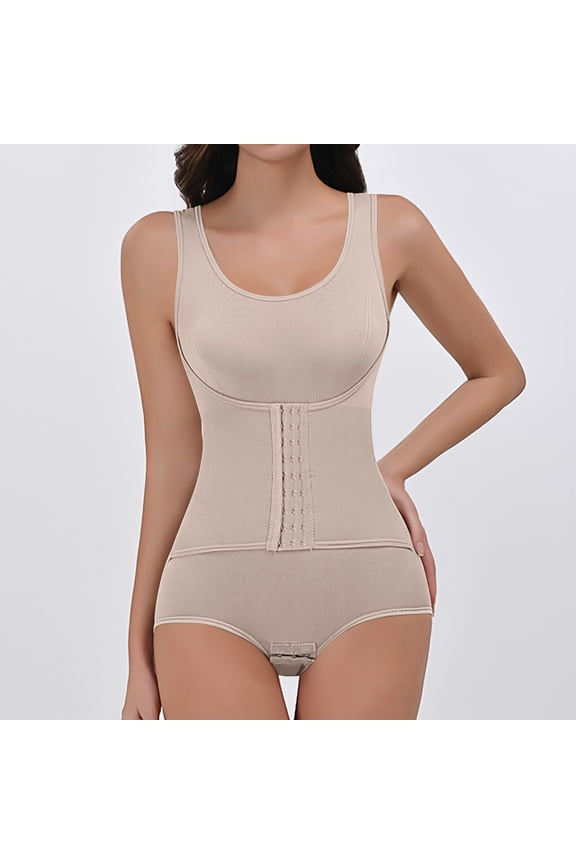 Bodysuit for Women Mid-Thigh Shaperwear Women's Solid Color Adjustable Shoulder Strap Plus Size Tight Fitting Hip Lifting And Shaping Breasted Jumpsuit on Clearance,M-3XL,Khaki,L