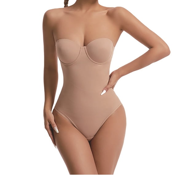 Ndbuld Bodysuit for Women Shapewear Bra formal Dress Corset Body Shaping Waist Cinching Hip Lifting Jumpsuit Shapewear Clothes Under $5,S-2XL,Beige,XL