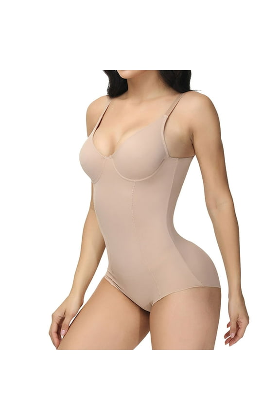 Bodysuit for Women Ladies One-Piece Body Shaper Abdominal Lifter Hip Shaper Underwear Stretch Body Corset Clothes ,S-3XL,Khaki,S